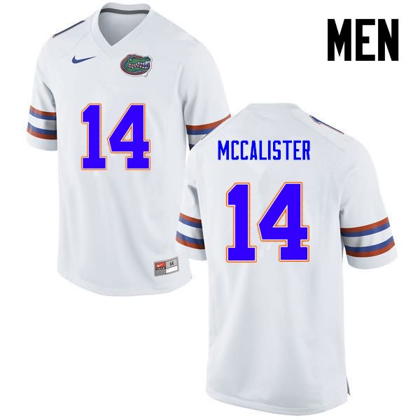 Men's NCAA Florida Gators Alex McCalister #14 Stitched Authentic Nike White College Football Jersey TTS3365SN